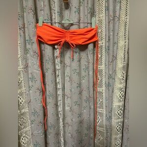 Frankie’s Bikinis Orange Ribbed Adjustable Strap Bikini Top Size Medium